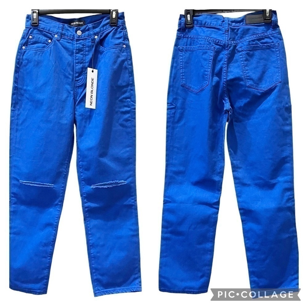 Neon Blonde NWT Size 26 Blue Lake Jean High Rise Distressed Button Fly “Cara”